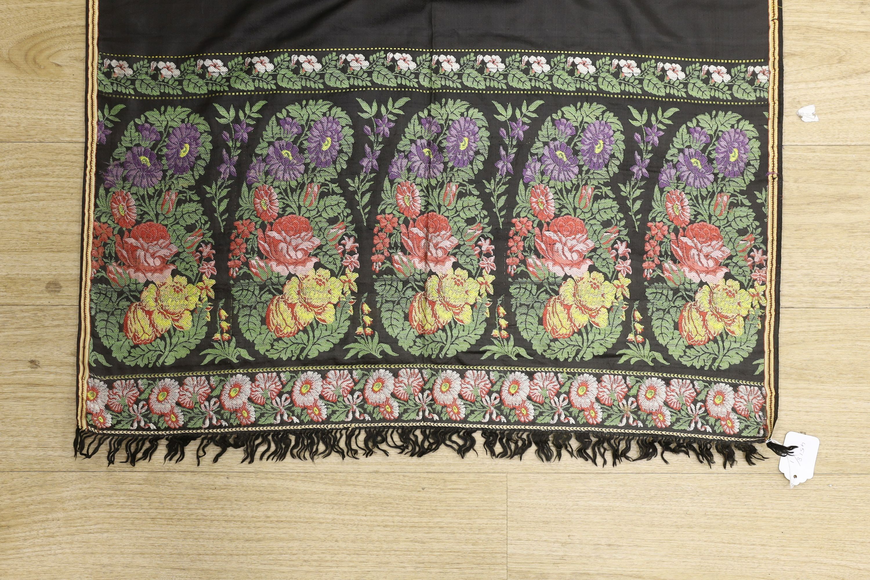 A 19th century Lyon silk stole and similar silk damask stole